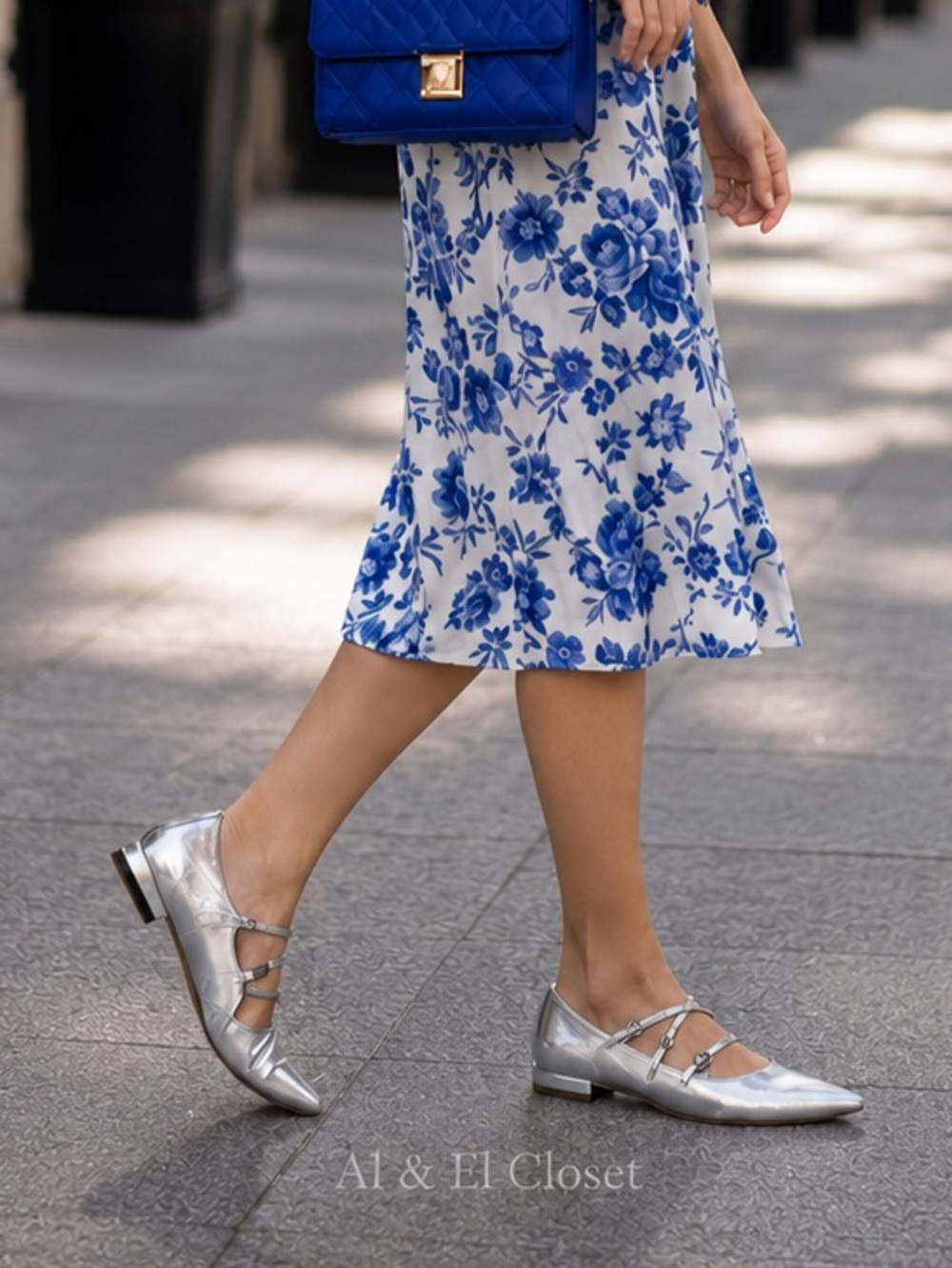 Sam Edelman Cass Silver Leather Mary Jane Style 3-Strap Flats Sz 7.5 M NWB